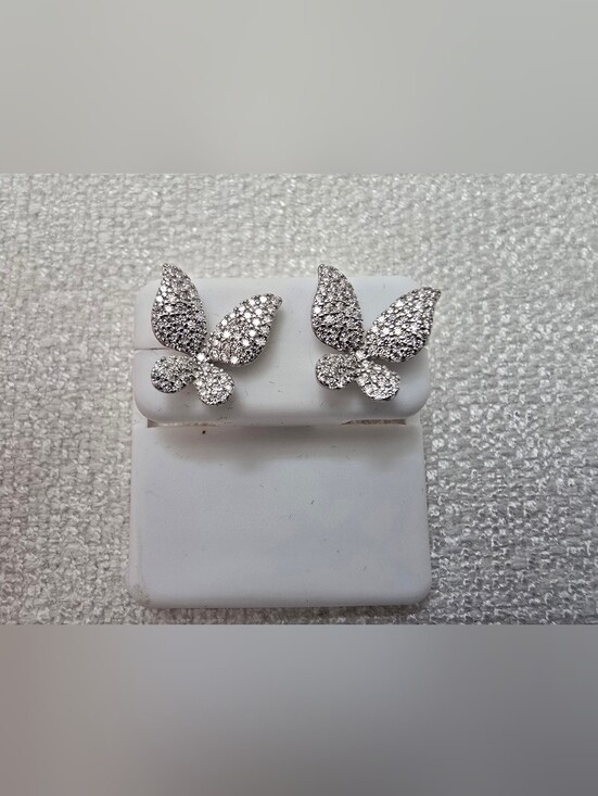 Jewelry - Moissanite 925 Sterling Silver Butterfly Push Backs Stud Earrings